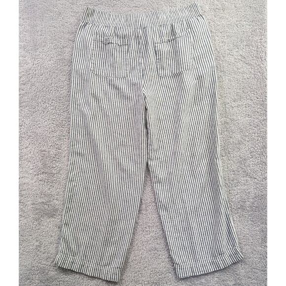 Old Navy Cropped High-Rise Straight Pull-On Pants XL Tall Striped Linen Blend - Picture 11 of 12